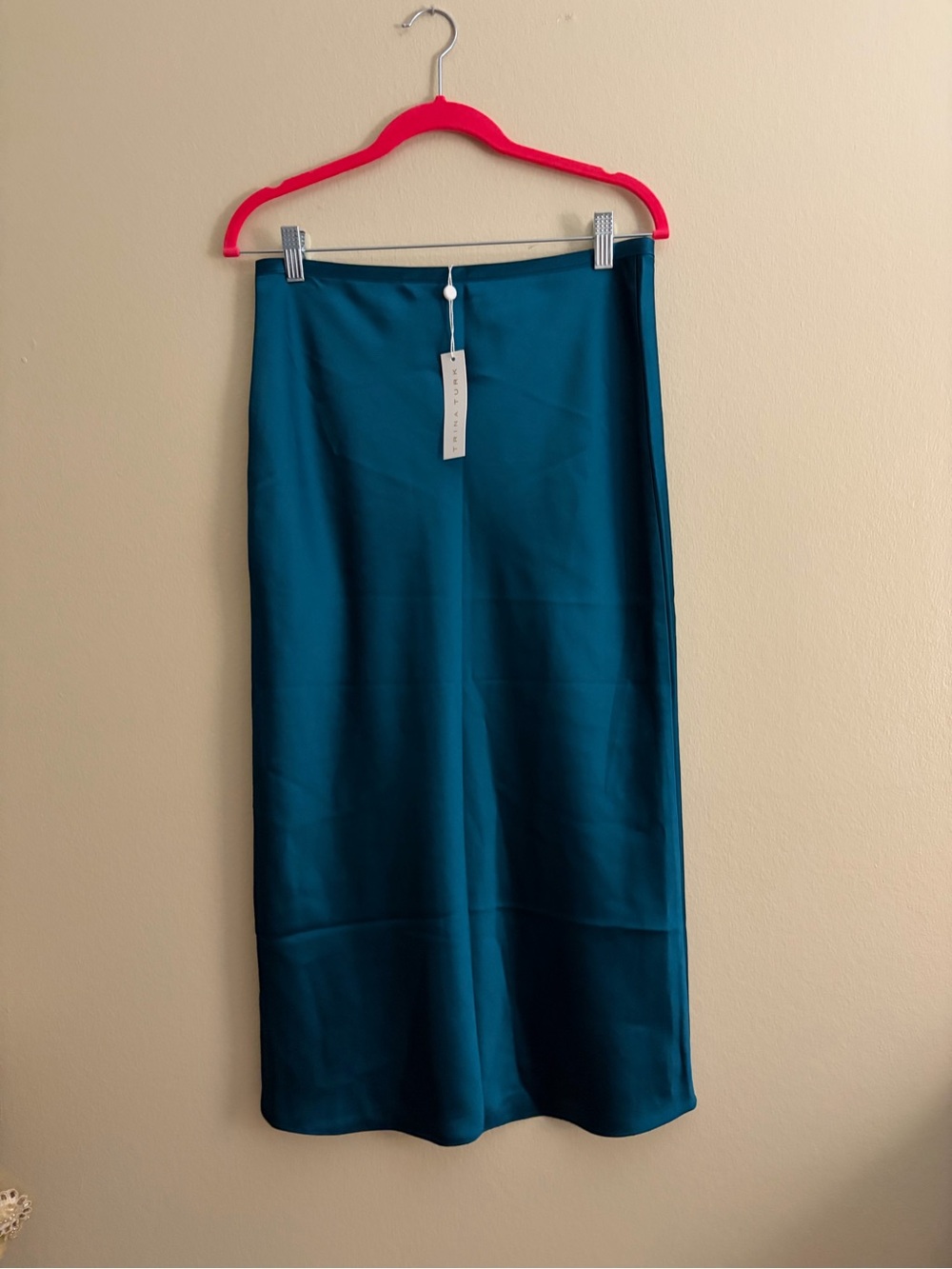 Trina Turk Teal Midi Satin Skirt